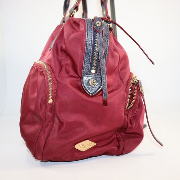 MZ Wallace Burgundy Nylon Tote with Black Leather Trim & Pouch - Picture 4 of 8